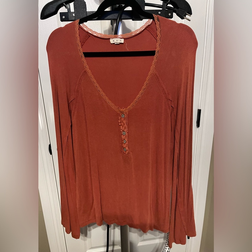 POL Orange Long Sleeve Top